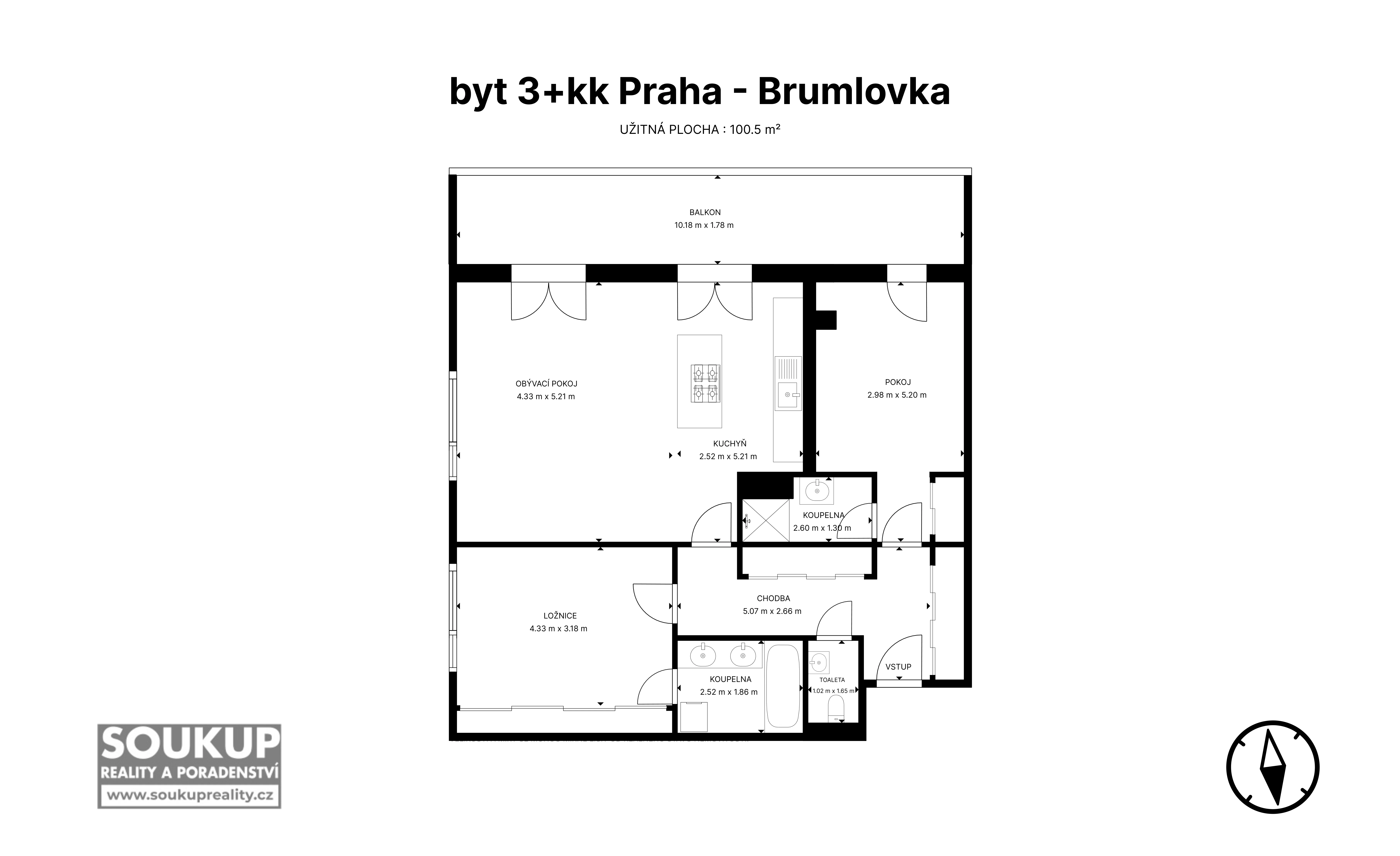 Technický půdorys bytu – Brumlovka